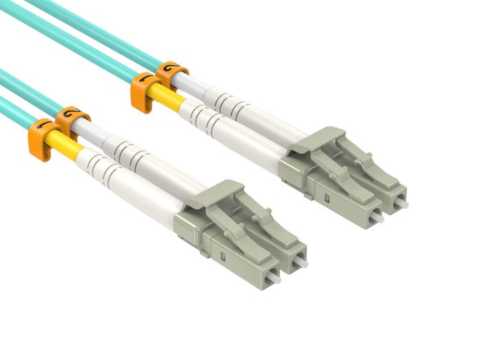 4m OM4 LC to LC Duplex Corning Fiber Optic Cable Multimode 50/125 LSZH/OFNR Rated, Aqua 4m OM4 LC to LC Duplex Corning Fiber Optic Cable Multimode 50/125 LSZH/OFNR Rated, Aqua