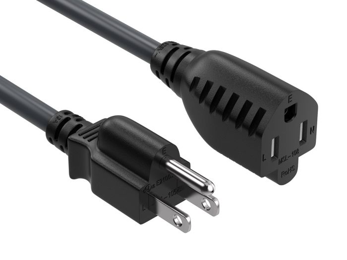 8ft NEMA 5-15P to 5-15R Power Extension Cord 16AWG 13A 125V 8ft NEMA 5-15P to 5-15R Power Extension Cord 16AWG 13A 125V