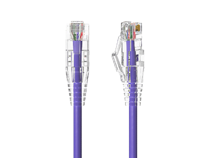 Slim Cat6a 28AWG UTP Ethernet Network Patch Cable, Purple Slim Cat6a 28AWG UTP Ethernet Network Patch Cable, Purple