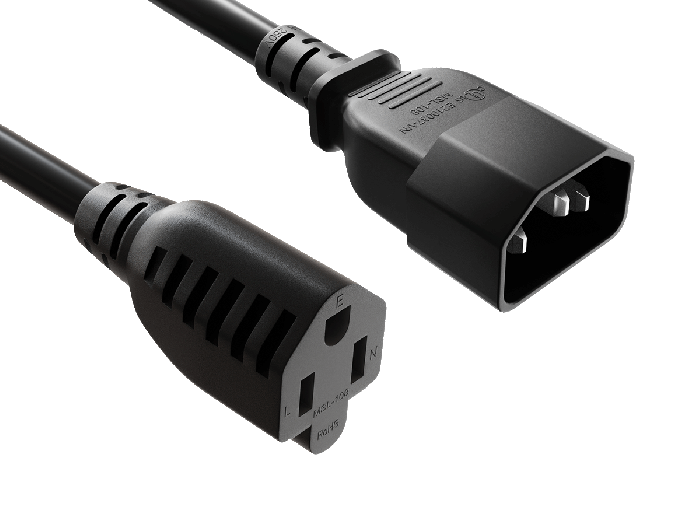 3ft NEMA 5-15R to C14 Monitor Power Adapter Cord, 18 AWG, SVT, 10A/125V, Black 3ft NEMA 5-15R to C14 Monitor Power Adapter Cord, 18 AWG, SVT, 10A/125V, Black