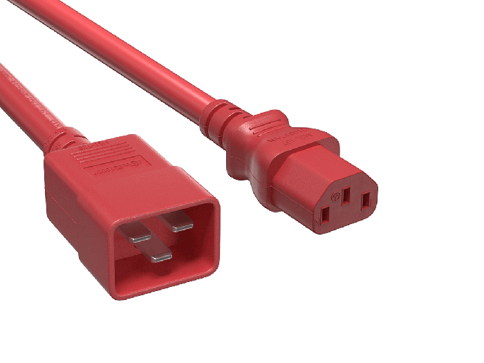 7ft IEC320 C20 to C13 Power Cord, 14AWG, 15A/250V, SJT, Red 7ft IEC320 C20 to C13 Power Cord, 14AWG, 15A/250V, SJT, Red