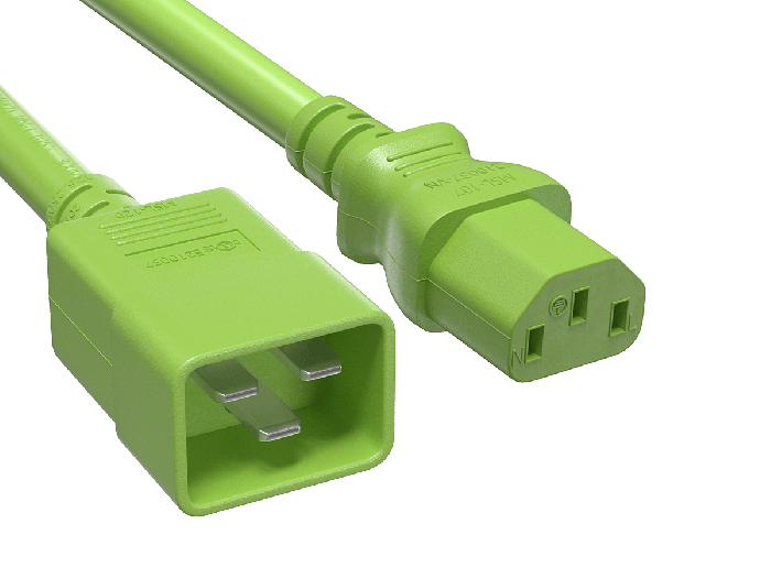 6ft IEC320 C20 to C13 Power Cord, 14AWG, 15A/250V, SJT, Green 6ft IEC320 C20 to C13 Power Cord, 14AWG, 15A/250V, SJT, Green
