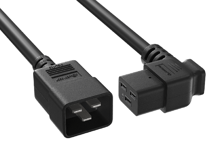 3ft C20 to Right Angle C19 Power Cord 12AWG 20A/250V UL, Black 3ft C20 to Right Angle C19 Power Cord 12AWG 20A/250V UL, Black