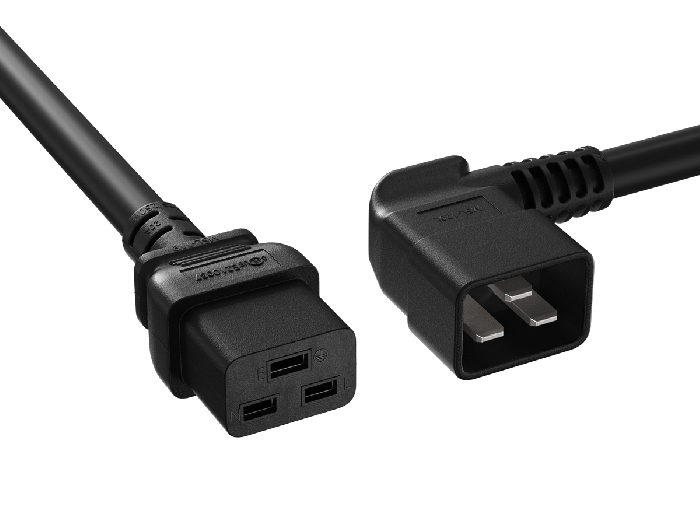 10ft C19 to Left Angle C20 Power Cord 12AWG 20A/250V SJT UL, Black 10ft C19 to Left Angle C20 Power Cord 12AWG 20A/250V SJT UL, Black