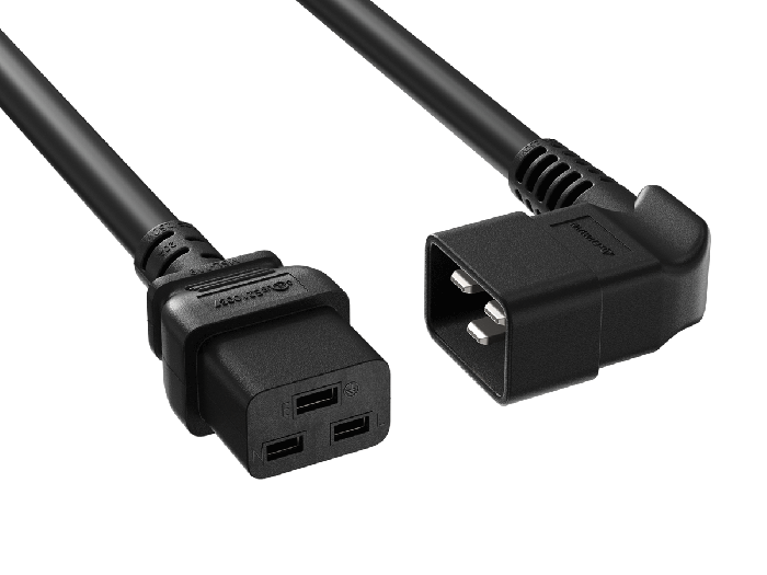 10ft C19 to Right Angle C20 Power Cord 12AWG 20A/250V SJT UL, Black 10ft C19 to Right Angle C20 Power Cord 12AWG 20A/250V SJT UL, Black