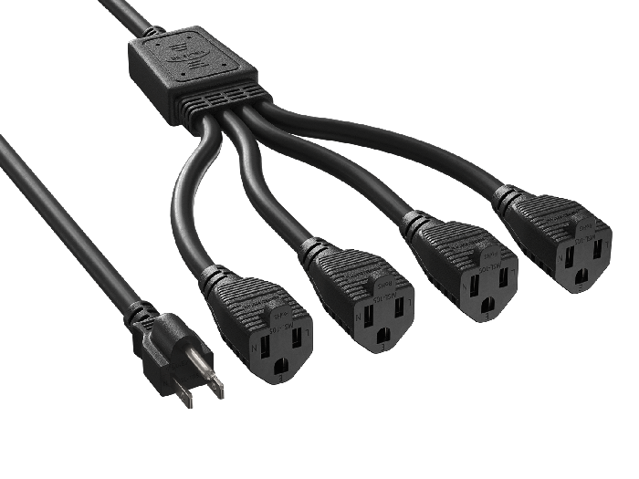 20in 1 x NEMA 5-15P to 4 x NEMA 5-15R Power Extension Cord Splitter Cable 14 AWG 20in 1 x NEMA 5-15P to 4 x NEMA 5-15R Power Extension Cord Splitter Cable 14 AWG