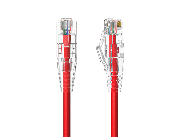 Slim Cat6a 28AWG UTP Ethernet Network Patch Cable, Red Slim Cat6a 28AWG UTP Ethernet Network Patch Cable, Red
