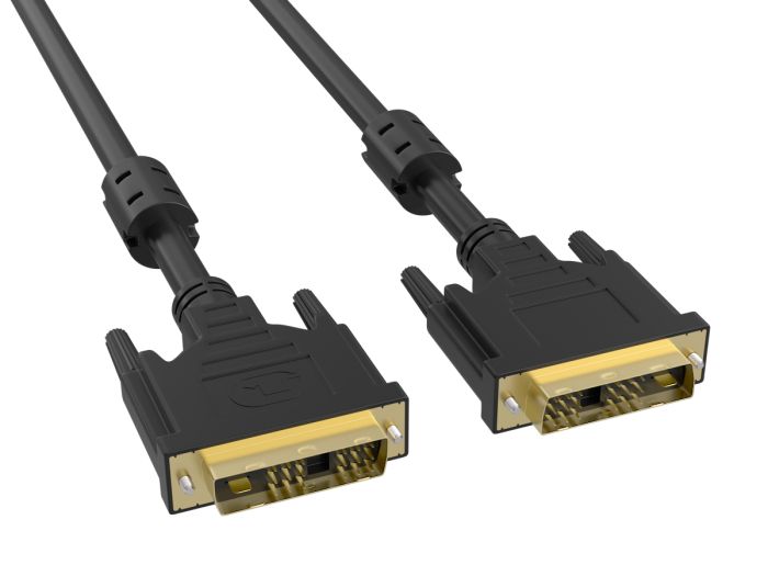 2m DVI-D Single Link Male to Male Digital Video Cable, black color with gold-plated connectors, for high-quality digital video connections between devices. 2m DVI-D Single Link Male to Male Digital Video Cable, black color with gold-plated connectors, for high-quality digital video connections between devices.