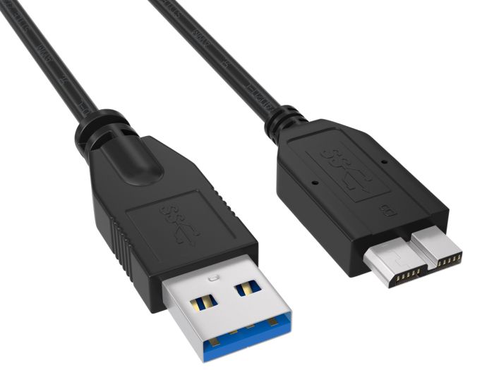 1ft USB 3.0 Type A Male to Micro B Male cable, black color, double-shielded for high-speed 4.8Gbps data transfer, ideal for connecting smartphones and tablets to computers. 1ft USB 3.0 Type A Male to Micro B Male cable, black color, double-shielded for high-speed 4.8Gbps data transfer, ideal for connecting smartphones and tablets to computers.